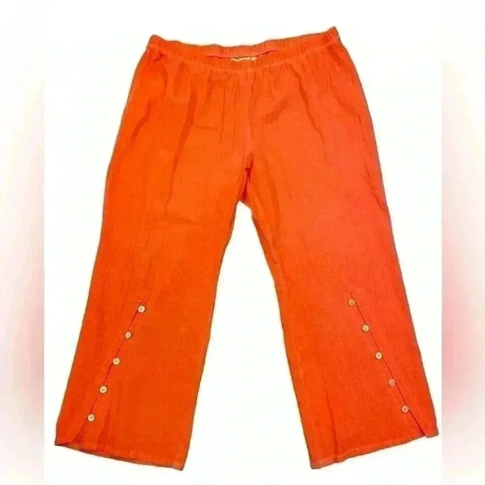 Soft Surroundings Cotton Pull On Pants in Bright Coral Size 2X